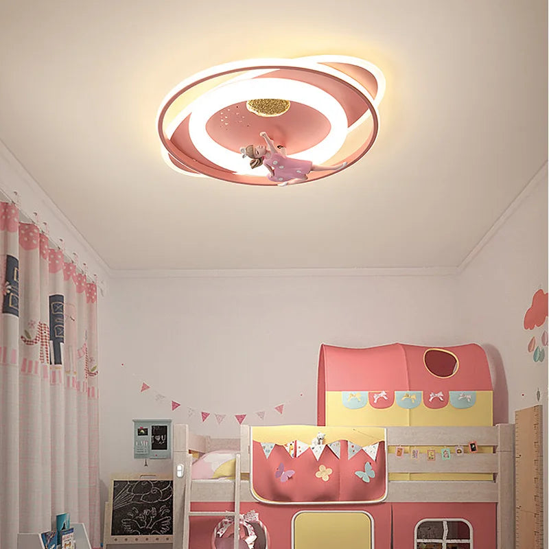 Ceiling Lights Kids Room - Astronaut Boy Girl Bedroom Dimming Princess Spaceman Rocket Rabbit Children's Lamp