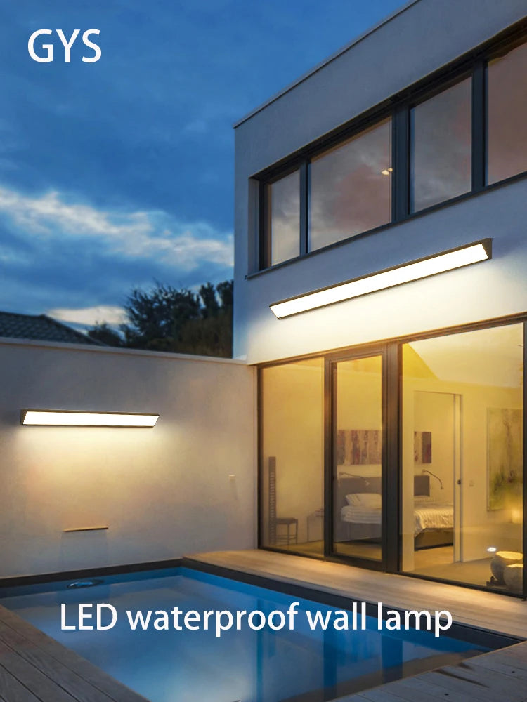 GYS LED Waterproof Wall Lamp - IP65 Outdoor Long Strip Exterior Light for Garden Decoration