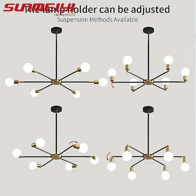 Simple Modern Six-Head Iron Ceiling Lamp - Personalized Lighting for Nordic American Style Staircase