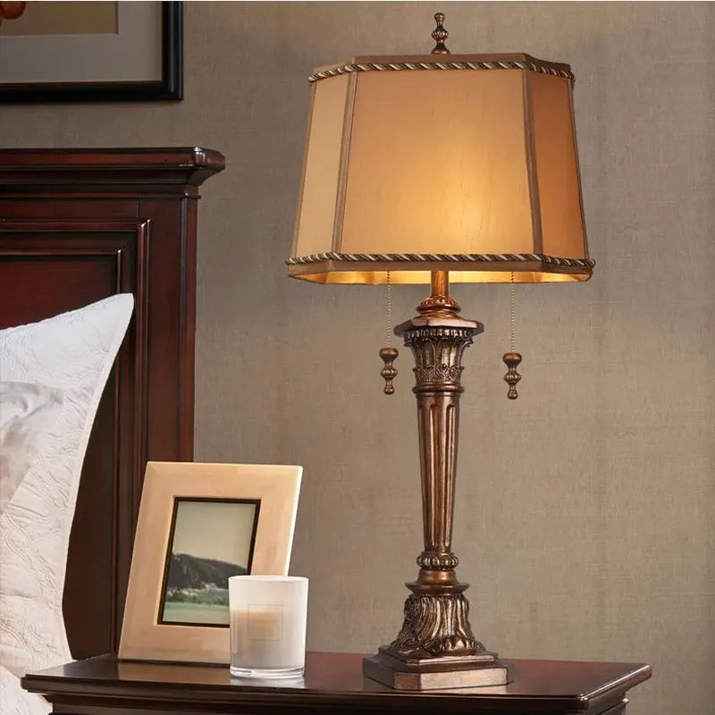 Large Neoclassical American Bedside Table Lamp – European Luxury Desk Lamp for Living Room, Retro Villa, and Hotel