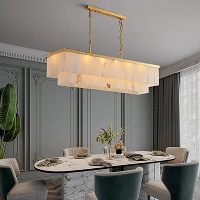 Modern Marble Chandelier - Luxury LED Hanging Lamp with Natural Marble Accents