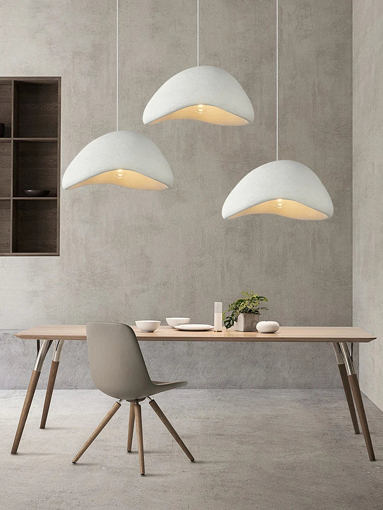 Modern White Round Chandelier - Simple Pendant Light for Living Room, Bedroom, and Kitchen Island