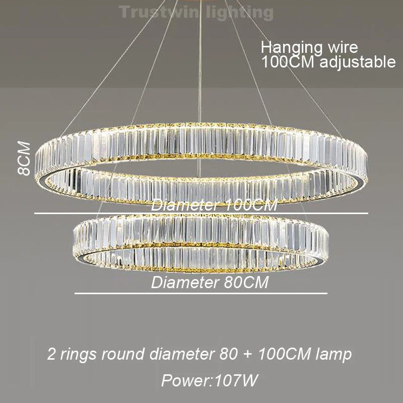 Golden Chrome Round Ring Hanging Light: Modern Elegance Illuminated