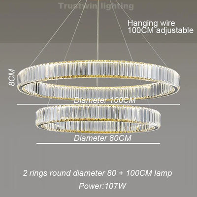 Golden Chrome Round Ring Hanging Light: Modern Elegance Illuminated