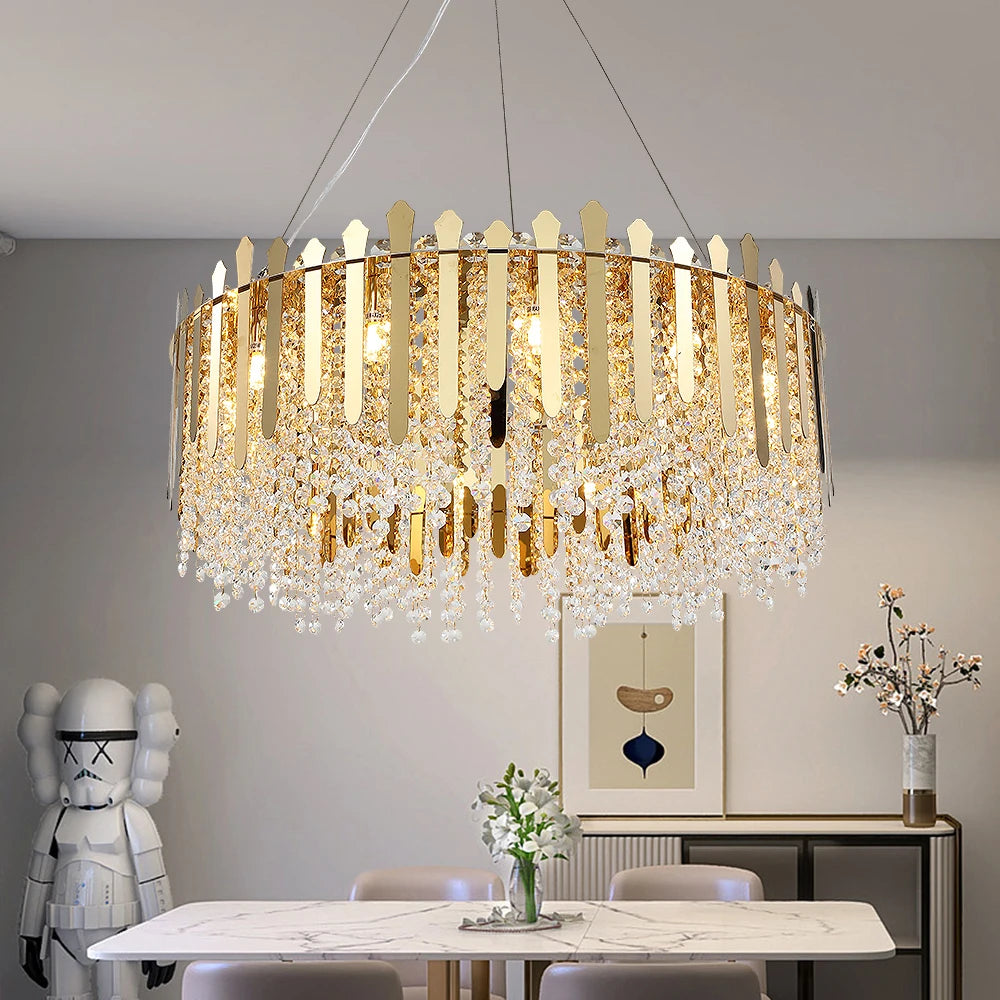 Designer Chandelier Modern Living Room Luxury Crystal Gold Pendant Lights