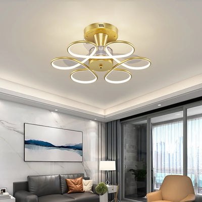 Modern Simple Ceiling Fan with LED Lighting and Remote Control