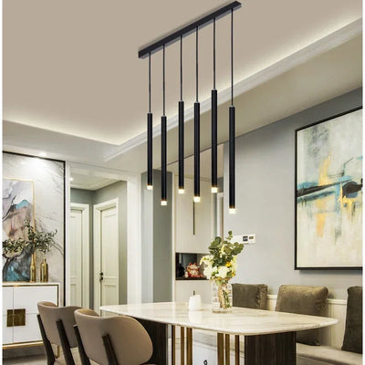 Modern Linear LED Pendant Light - Matte Black Finish