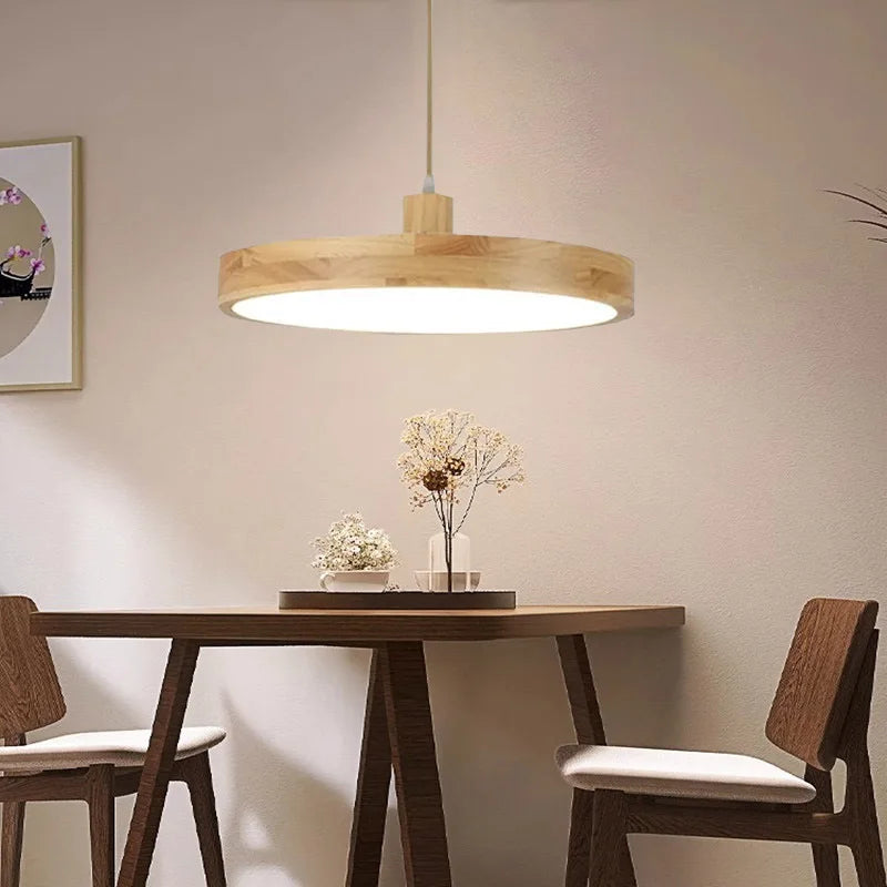 Nordic Wooden Pendant Light: Ultra-thin Acrylic Lampshade for Living Room, Bedroom, Beside, Study, Hotel Lamp - LED Lighting Fixture