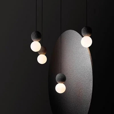 Nordic Balls Pendant Lights - Stylish Wood, Glass, and Concrete Hanging Lamp for Bedroom, Kitchen Island, and Dining Area