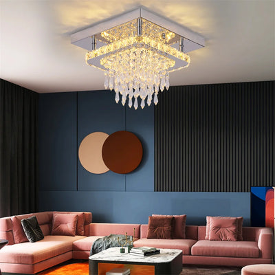 Luxury Crystal LED Chandelier - Modern Dimmable Ceiling Light for Bedroom, Dining, and Living Room