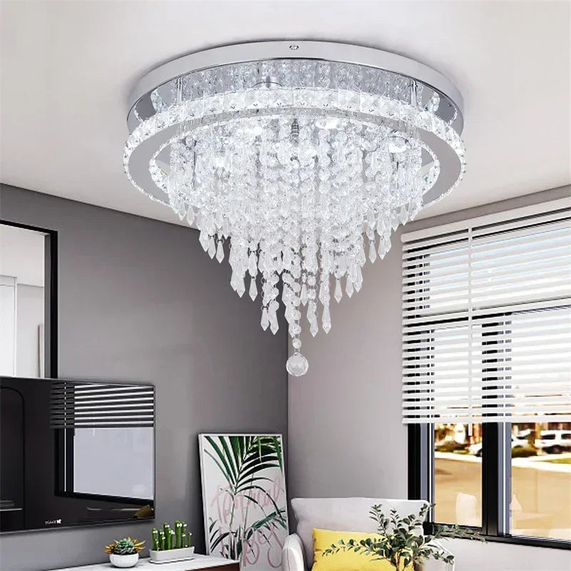 Modern Minimalist Circular Crystal Chandelier - Elevate Your Home Decor with Contemporary Elegance