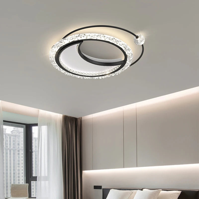 Modern Minimalist Acrylic Round LED Ceiling Lamp - Fashionable Gold Chandeliers for Nordic Creative Bedroom Lighting