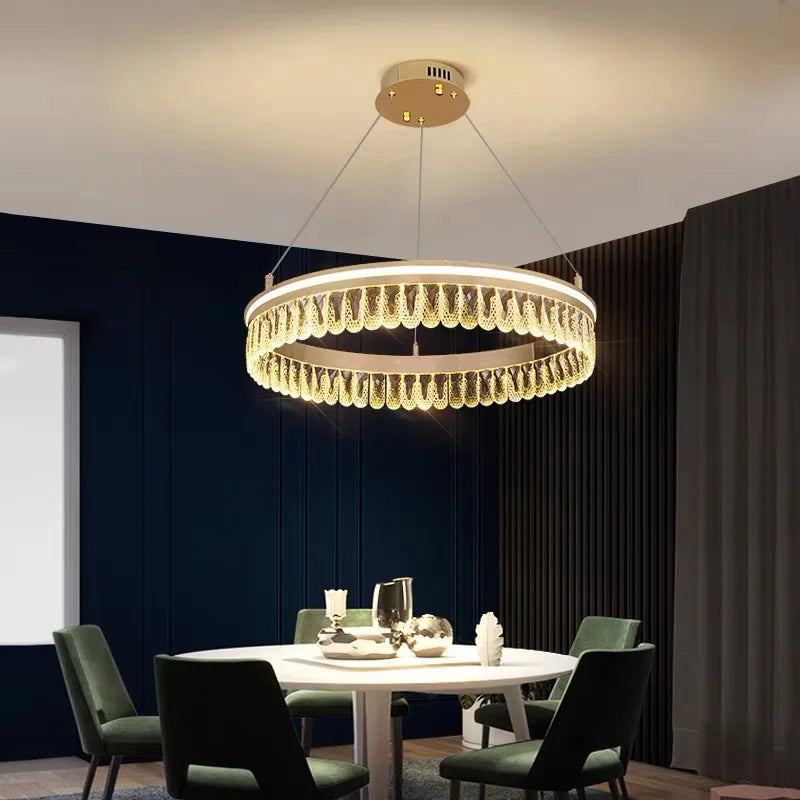 Contemporary Crystal LED Chandelier - Illuminate Your Living and Dining Spaces with Modern Elegance