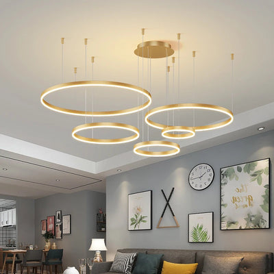 Modern LED Circular Ring Ceiling Chandelier - Stylish Indoor Lighting Fixture