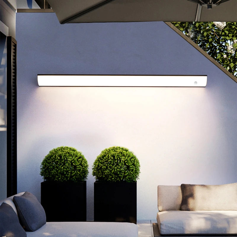 LED Wall Light for Garden Outdoor - Long Strip Waterproof Sensor Lamp