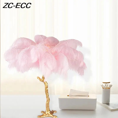 Nordic Luxury Ostrich Feather LED Table Lamp - Feather Floor Light