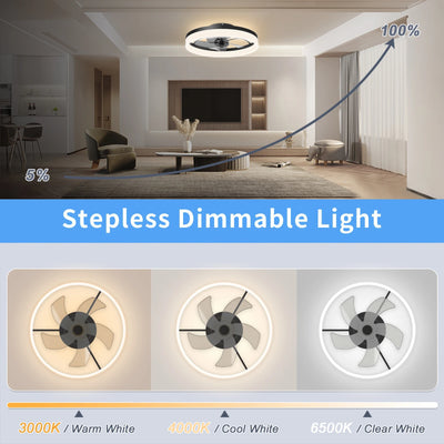 Modern Dimmable Ceiling Fan with Light - Remote Control Variable Frequency Fan Ceiling Lamp