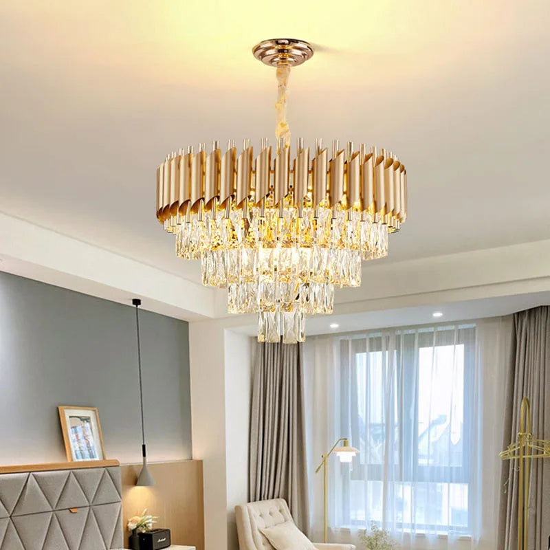 Modern Luxury Crystal Pendant Lights - Gold Ceiling Chandelier for Bedroom, Living, Dining Room Lighting