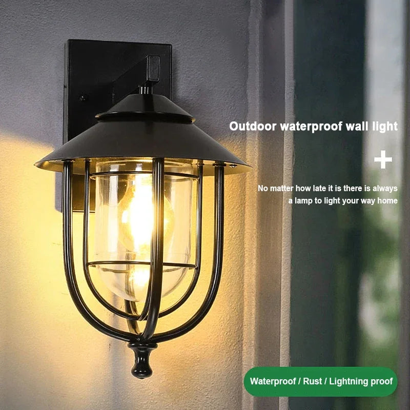 Retro Ironwork Wall Lamp – Waterproof Industrial Style Lighting for Gardens and Balconies