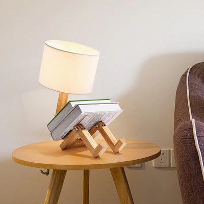 Wooden Robot Shape Creative Table Lamp: A Whimsical Addition to Your Decor