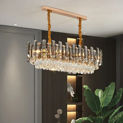 Luxurious Nordic LED Crystal Chandelier - Gold Indoor Lighting Fixture for Dining, Living Room, Bedroom, and Kitchen Island