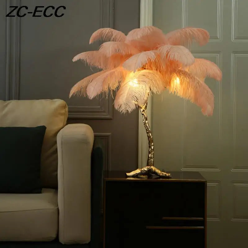 Nordic Luxury Ostrich Feather LED Table Lamp - Feather Floor Light