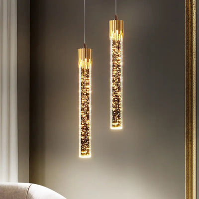 Modern Crystal Pendant Light: Elegant Gold Droplet Hanging Lamp for Bedroom and More