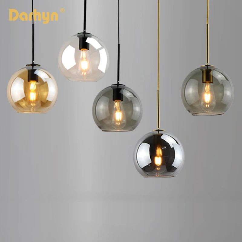 Retro Glass Pendant Light - Modern Hanging Lamp for Home Decor