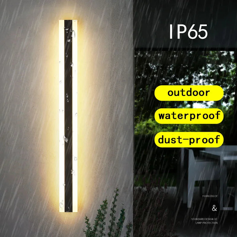 Modern Minimalist Exterior Wall Strip Lamp - IP65 Waterproof LED Lighting for Outdoor/Garden Villa Courtyard