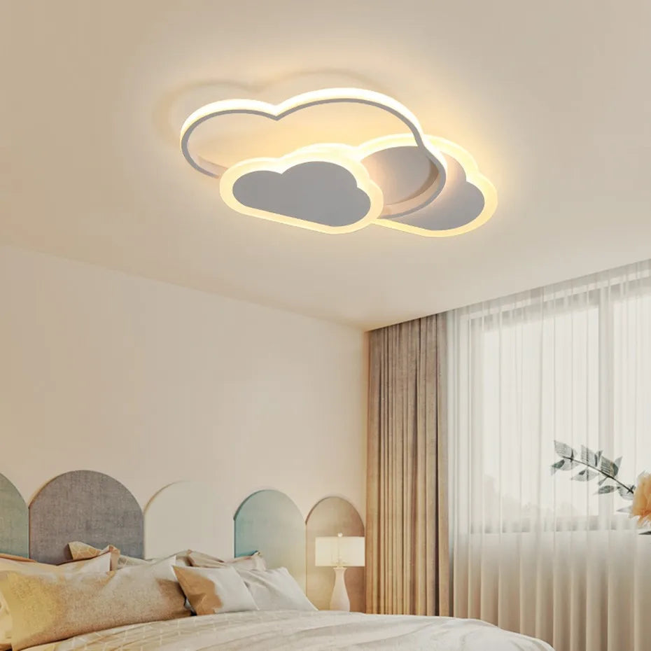 Cloud LED Ceiling Light - Modern Dimmable Chandelier for Children's Bedroom