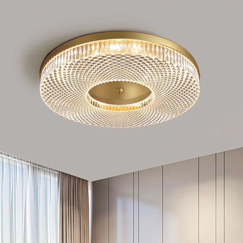 New Light Luxury LED Round Acrylic Ceiling Lamp - Modern Bedroom Living Room Balcony Indoor Lighting Fixture for Home