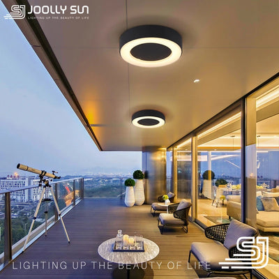 JoollySun 12W Waterproof Outdoor LED Wall/Ceiling Light – Modern Balcony, Porch, and Terrace Lighting Fixture