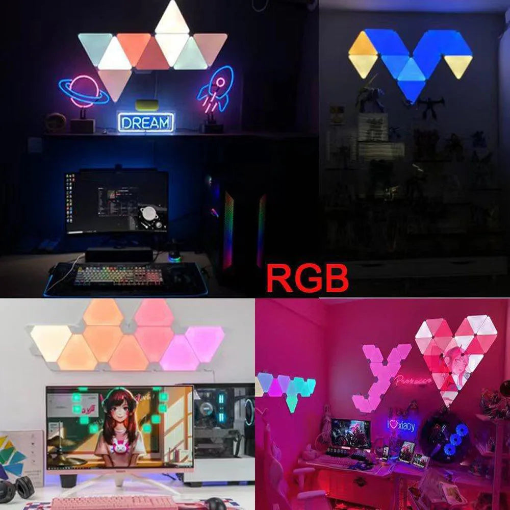 Modern RGB Triangle Wall Light | LED Quantum Lamp with Music Sync