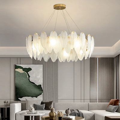 Modern LED Feather Glass Crystal Ceiling Chandelier - Elegance in Every Detail