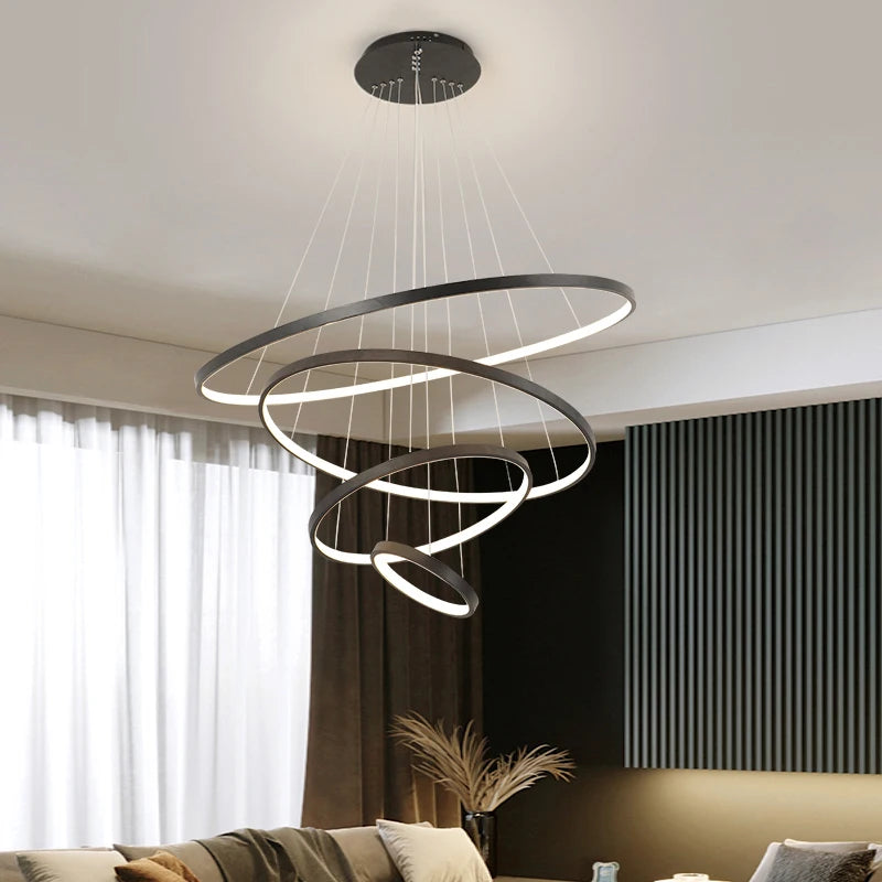 Modern LED Dining Room Chandeliers - Simple Ring Chandelier for Living Room and Bedroom - Home Indoor Lighting Decorative Pendant Lamps