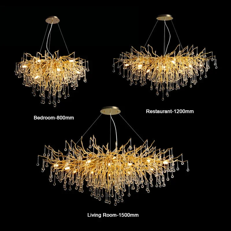 LED Ceiling Chandeliers Lighting Modern Branches Lustre for Living Dining Room Hotel Hall Decor Pendant Lights Suspension Lustre