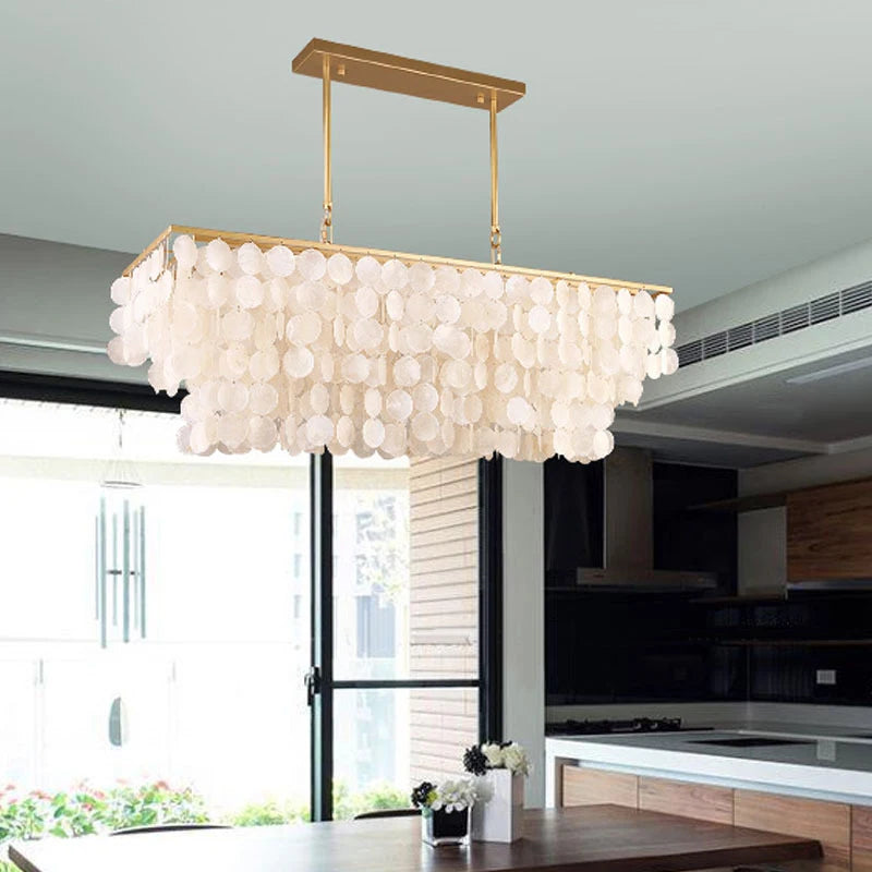 Modern Scandinavian Shell Chandelier - Luxury Dining Room and Living Room Lighting Fixture