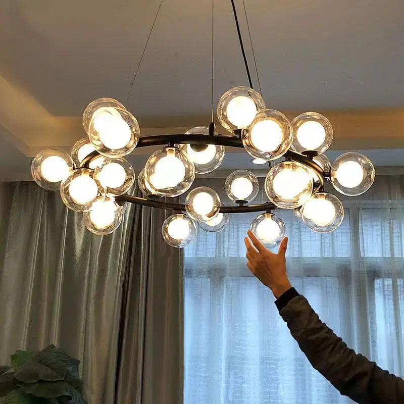 Contemporary LED Bubble Glass Chandelier Pendant Lamp: Illuminate Your Living Spaces