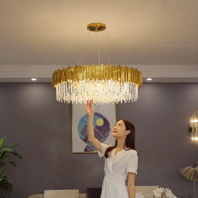 Modern Luxury Crystal Chandelier - Exquisite Lighting Fixture for Elegant Living Spaces