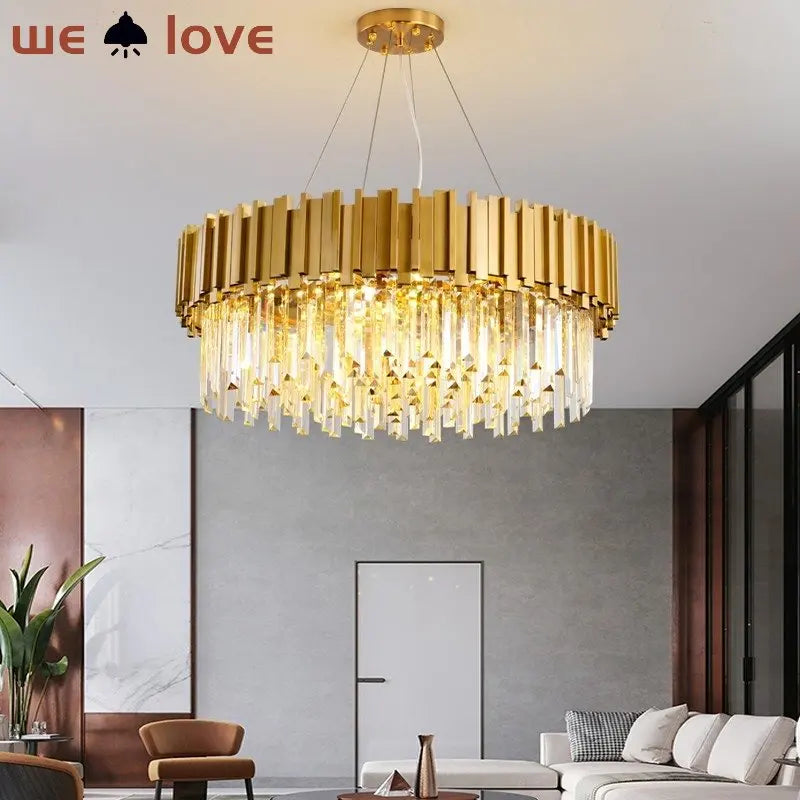 Modern Luxury Gold Crystal Chandelier: Elevate Your Living Space with Elegance