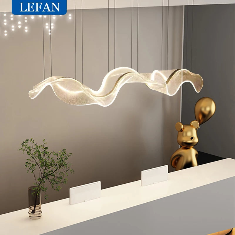 Nordic Creative LED Chandelier: Modern Wave Design for Stylish Illumination