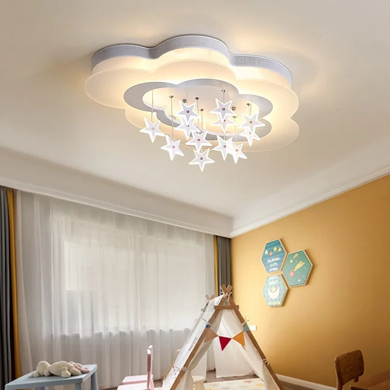 Kids' Room Cloud and Star Design Ceiling Light