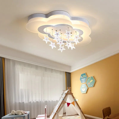 Kids' Room Cloud and Star Design Ceiling Light