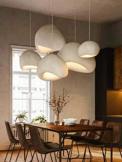 Modern White Round Chandelier - Simple Pendant Light for Living Room, Bedroom, and Kitchen Island