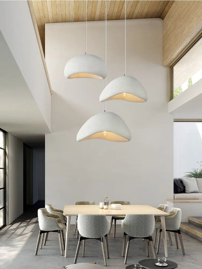 Modern White Round Chandelier - Simple Pendant Light for Living Room, Bedroom, and Kitchen Island