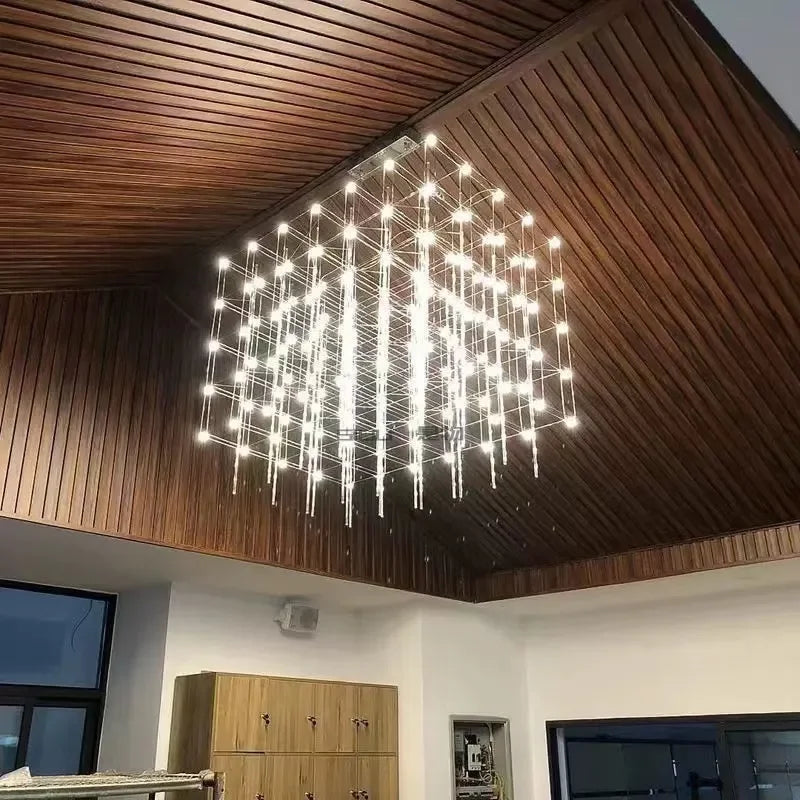 Starry Sky Cube Pendant Chandelier - Contemporary Illumination for Living Spaces and Hospitality Venues