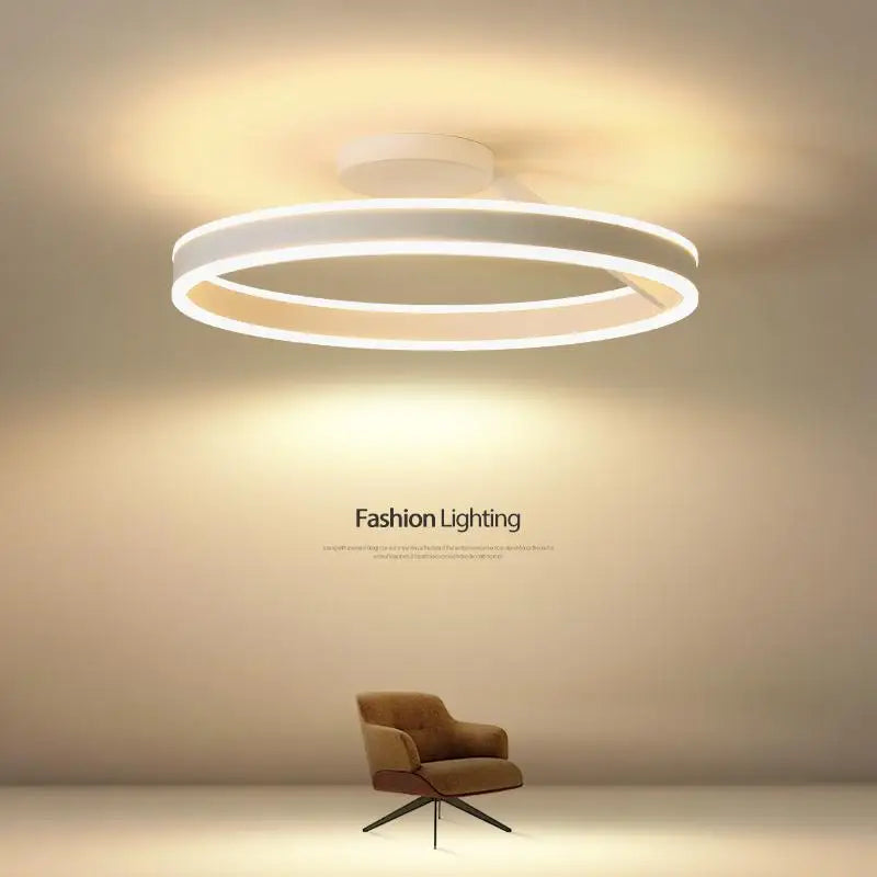 Nordic Ring LED Ceiling Chandelier – Dimmable Modern Pendant Light for Dining Room, Living Room, and Bedroom