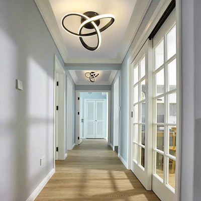 Small Modern Square LED Ceiling Light - 2 Rings Surface Lighting Fixture for Home Hallway, Balcony, Office Lustre