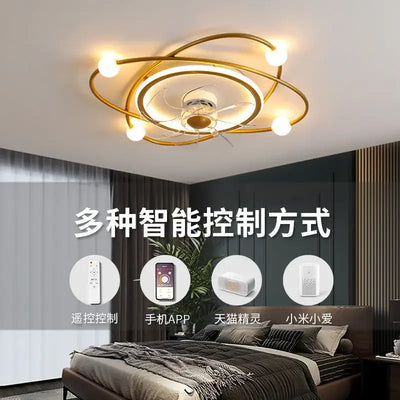 Modern Ceiling Fan with LED Light – Remote Control and App Adjustable 6 Fan Speeds