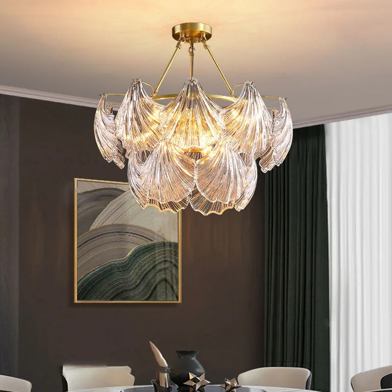 Luxury Modern Crystal Shell Chandelier for Dining Room Bedroom Living Room Ceiling Lamp